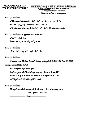 Đề khảo sát chất lượng đầu năm môn Toán 8 - Năm học 2015 - 2016